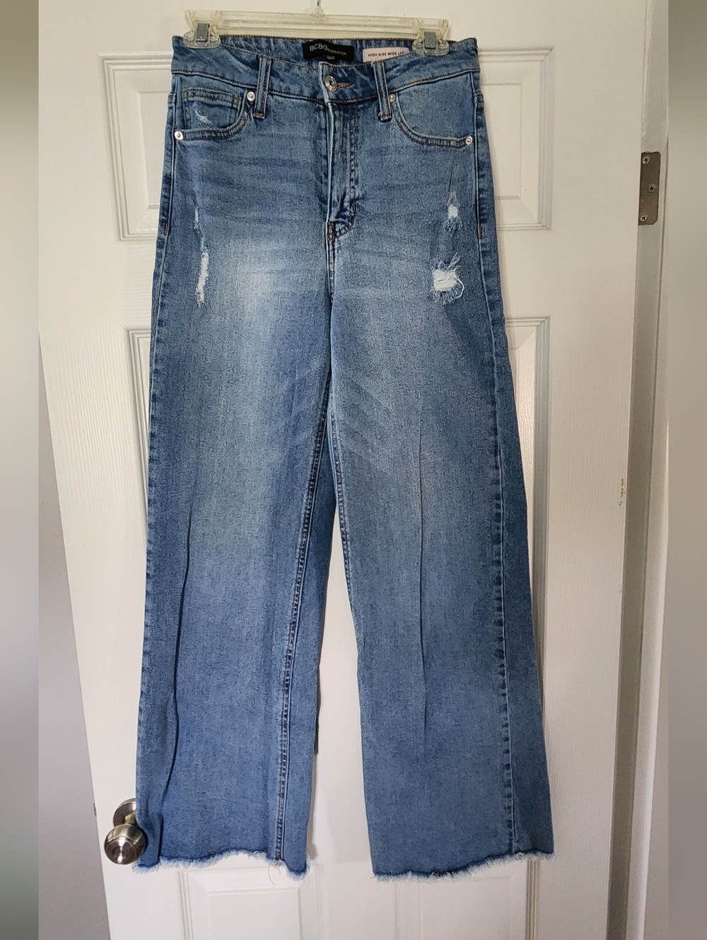 BCBGeneration Light Blue Wide-Leg Distressed Jeans